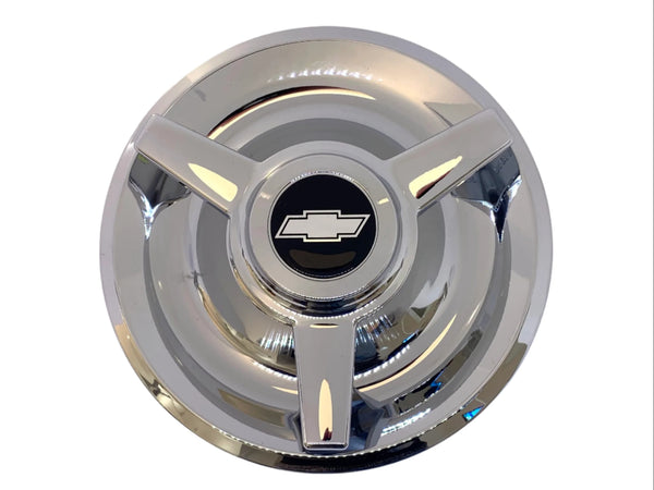 Rallye Wheel 3 Bar Spinner Hub Cap Chrome Steel 7" Inner Lip