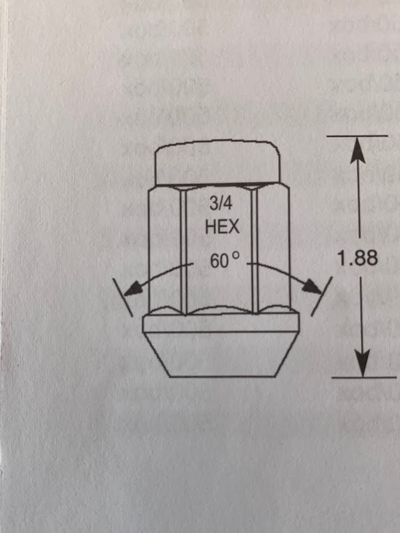 Black Acorn Bulge Wheel Nut 1/2" UNF Thread x 35mm Height