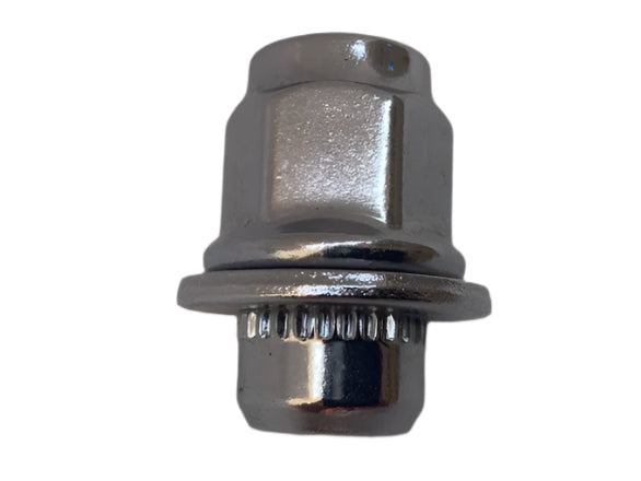 Chrome OEM Shank Wheel Nut + Attached Washer 12mm x 1.25 Thread X 37mm Height