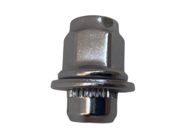 Chrome OEM Wheel Nut + Attached Washer 12mm x 1.5 Thread x 37mm Height-