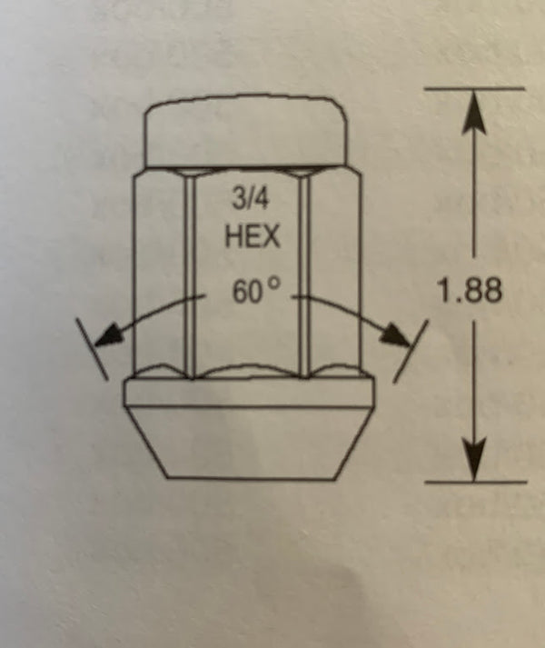 Black Acorn Bulge Wheel Nut 14mm X 1.5 Thread x 44mm Height