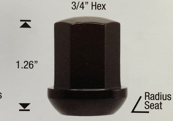Black Radius Seat Porsche Wheel Nut 14mm x 1.5 Thread x 32mm Height