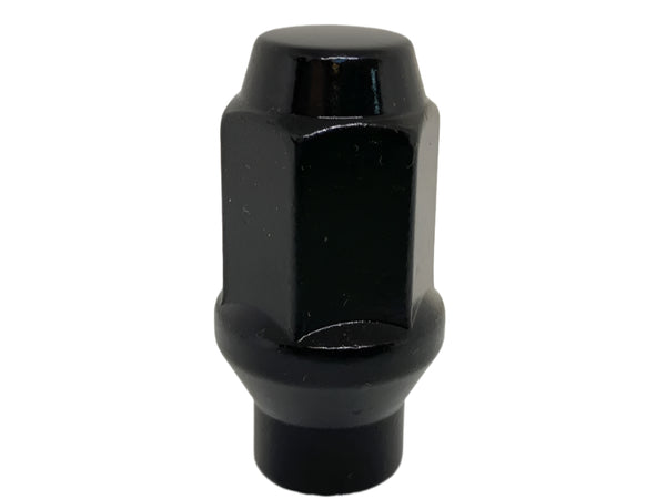 Extra Thread Black Wheel Nut 14mm x 1.5 Thread with Taper + Shank x 43mm Height