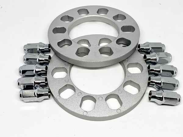 Alloy Wheel Spacer Set + 10 Wheel Nut Bundle - 1/2" Thick Spacers