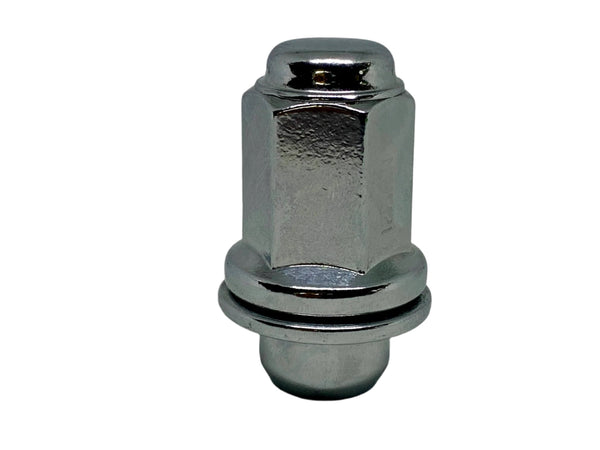 Chrome OEM Wheel Nut + Attached Washers 12mm x 1.5 Thread x 43mm Height