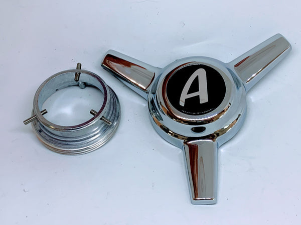 4 Appliance Uni Lug Wire Wheels 3 Bar Spinners Centre Caps w/ Appliance Logo