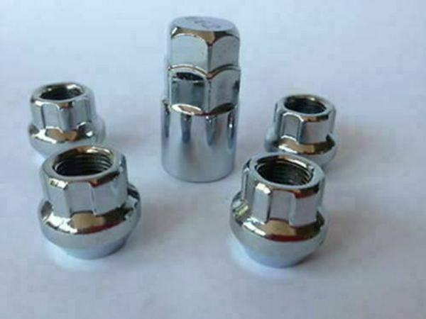 Chrome Open-End Lock Nut Set 12mm x 1.5 Thread x 22mm Height