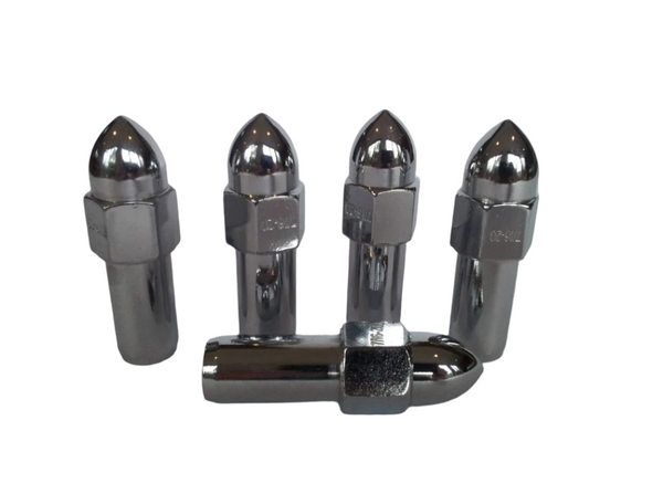Bullet Weld Chrome Wheel Nut 1/2"UNF Thread x 33mm Shank Length
