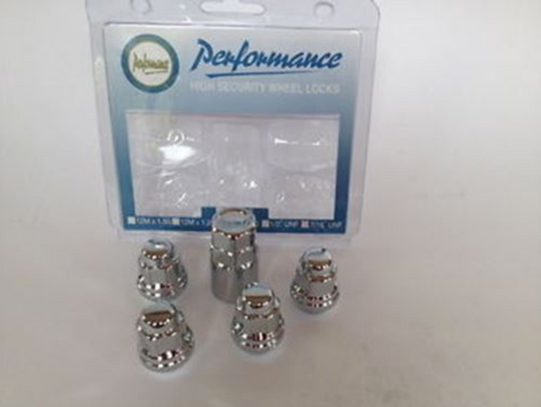 Chrome Lock Nut Taper Seat Set 7/16" UNF Thread x 30mm Height (Dome Head)