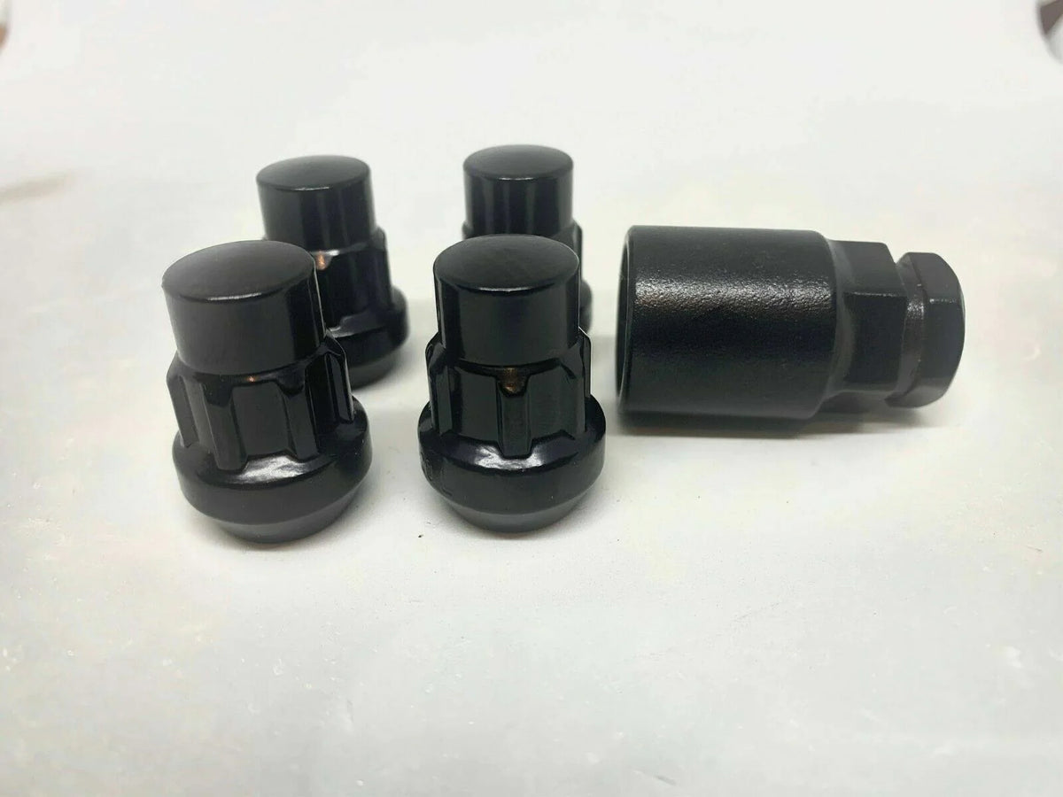 Black Lock Nut Taper Seat Set 12mm x 1.5 Thread x 30mm Height Lugnut King