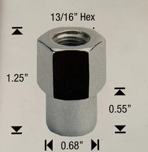 Centerline Open End Convo Pro Mag Wheel Nut 1/2" UNF Thread x 0.55" Shank Length