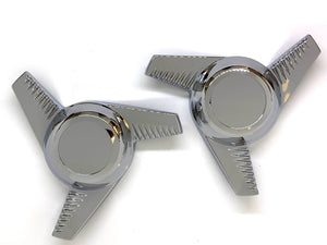 Chrome Alloy Cragar SS Wheel 3 Bar Spinner Cap + Adaptor Plates (Set of 2)