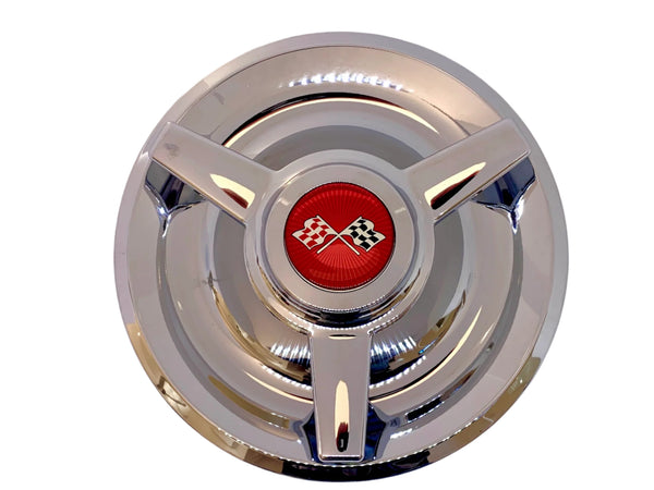 Rallye Wheel 3 Bar Spinner Hub Cap Chrome Steel 7" Inner Lip