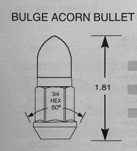 Bullet Wheel Nut 14mm x 1.5 Thread x 46mm Height