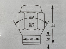 Load image into Gallery viewer, Extra Thread Wheel Nut 7/16&quot; UNF Thread with Taper + Shank x 36.6mm Height