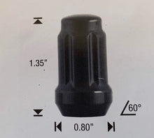 Load image into Gallery viewer, Black Spline Lock Tuner Wheel Nuts 1/2&quot; UNF Thread x 35mm Height