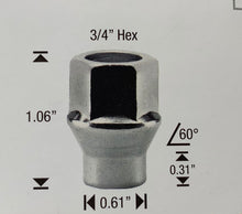 Load image into Gallery viewer, Extra Thread Open-End Wheel Nut 1/2&quot; UNF Thread x 27mm Height