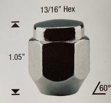 Load image into Gallery viewer, Chrome Wheel Nuts 1/2&quot; UNF Thread x 27mm Height