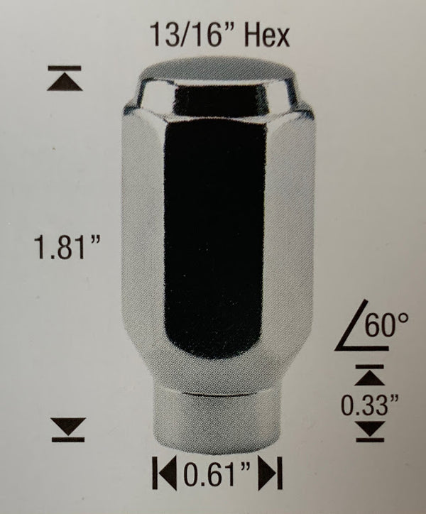 Mopar 1/2"UNF  Left Hand  Extra Turn Wheel Nuts- Shank & Taper (Copy)
