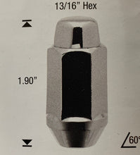 Load image into Gallery viewer, Chrome Wheel Nut 1/2&quot; UNF Thread x 48mm Height End of Line 8 left