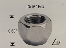 Load image into Gallery viewer, Steel Wheel Open-End Wheel Nut 1/2&quot; UNF Thread x 16mm Height