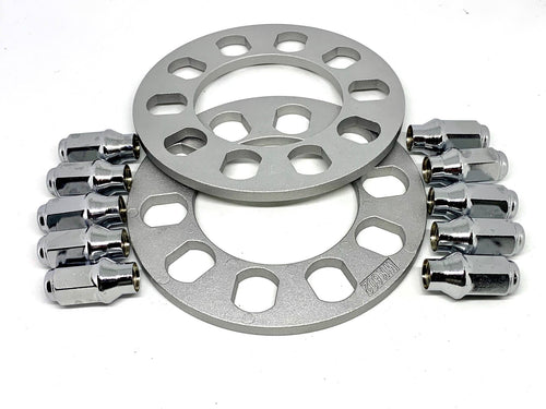 Alloy Wheel Spacer Set + 10 Wheel Nut Bundle - 8mm Thick Spacers
