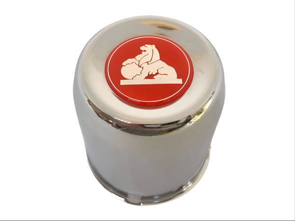 Chrome Steel Centre Cap 67.5mm Diam.Red Holden Logo