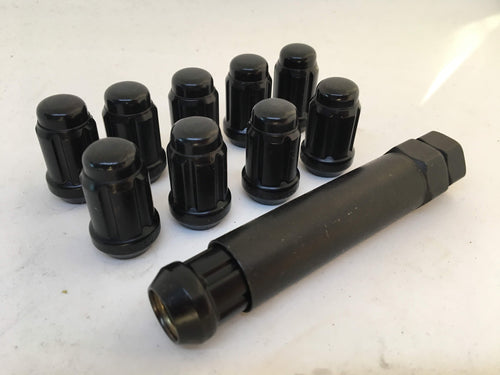 10 Black Spline Lock Tuner Wheel Nuts & Key 12mm x 1.5 Thread x 35mm Height