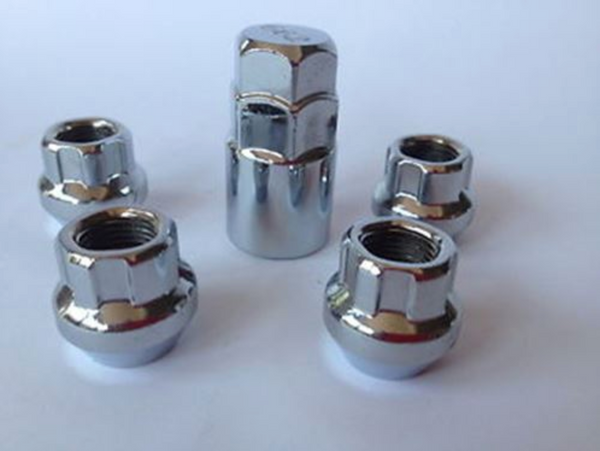 Chrome Open-End Lock Nut Set 7/16" UNF Thread x 22mm Height