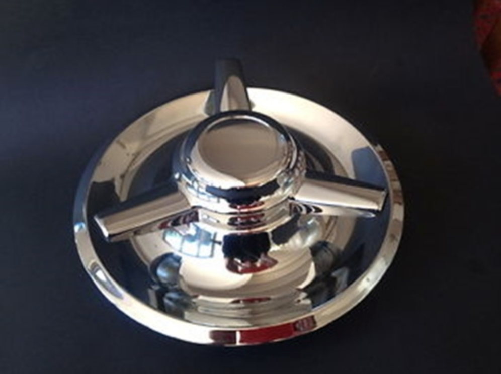 Rallye Wheel 3 Bar Spinner Hub Cap Chrome Steel 7