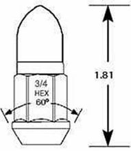 Load image into Gallery viewer, Bullet Wheel Nut Left Hand 1/2&quot; UNF Thread x 46mm Height