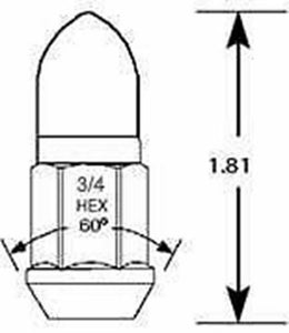 Bullet Wheel Nut Left Hand 1/2" UNF Thread x 46mm Height