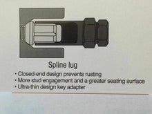 Load image into Gallery viewer, 20 Black Spline Lock Tuner Wheel Nuts &amp; Key 12mm x 1.5 Thread x 35mm Height