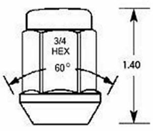 Chrome Acorn Bulge Wheel Nut 7/16 UNF Thread x 35mm Height