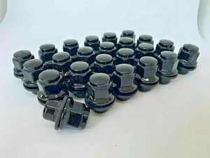 Black OEM Wheel Nut + Attached Washers 12mm x 1.5 Thread x 37mm Height