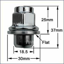 Load image into Gallery viewer, Chrome OEM Wheel Nut + Attached Washer 12mm x 1.5 Thread x 37mm Height-