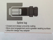 Load image into Gallery viewer, 20 Black Spline Lock Tuner Wheel Nuts &amp; Key 12mm x 1.25 Thread x 35mm Height