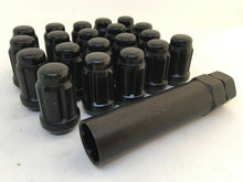 Load image into Gallery viewer, 20 Black Spline Lock Tuner Wheel Nuts &amp; Key 12mm x 1.25 Thread x 35mm Height