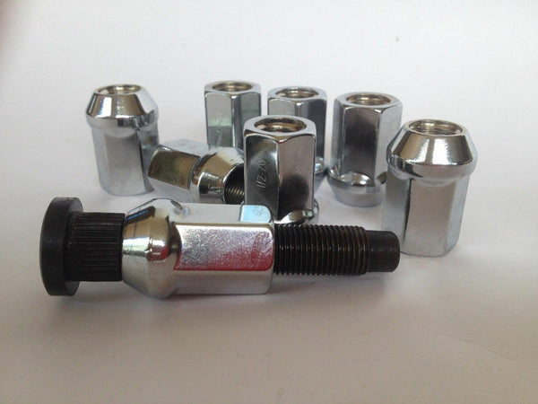 Chrome Open-End Wheel Nut 1/2" UNF Thread x 35mm Height