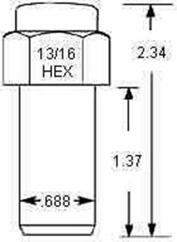 Chrome Weld Wheel Nut 1/2" UNF Thread x 33mm Shank Length